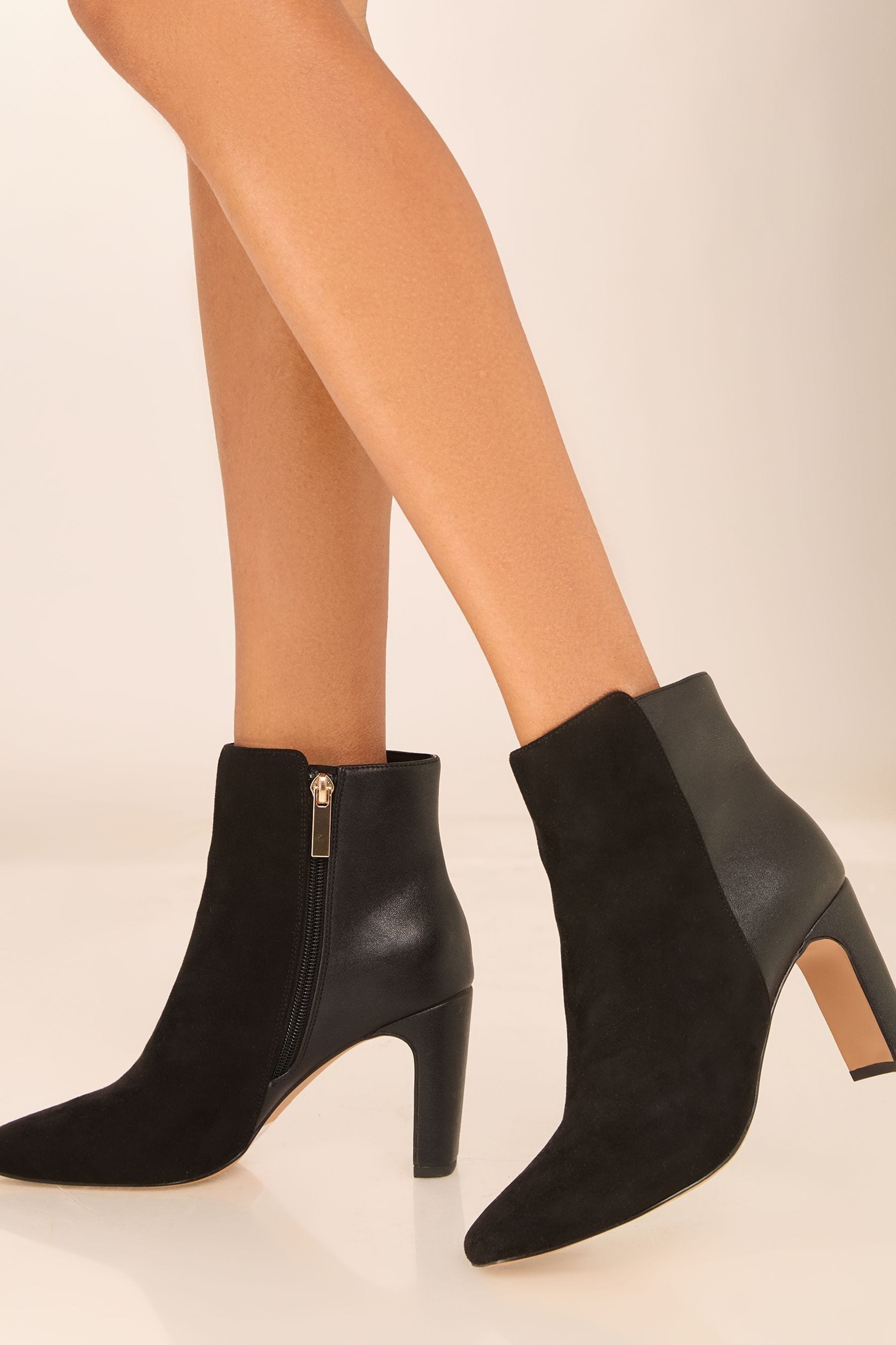Buy Lipsy Black Mid Heel Faux Suede Leather Ankle Shoe Boot from the Next UK online shop