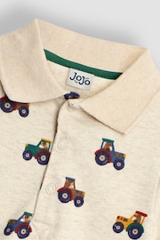 JoJo Maman Bébé Natural Tractor Print Polo Shirt Body - Image 3 of 3