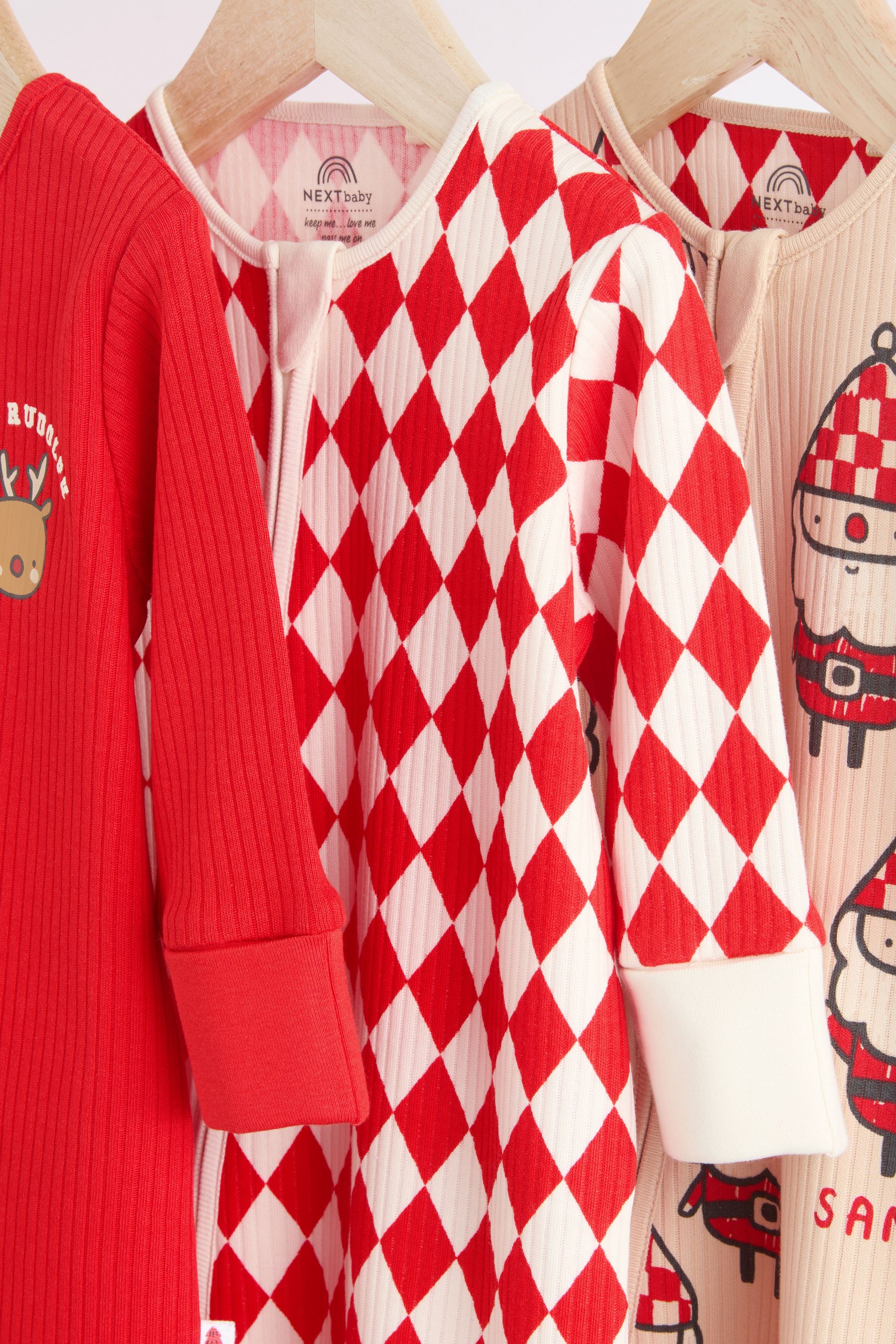 Buy Red Baby Christmas Team Rudolph 100 Cotton Sleepsuits 3 Pack 0mths 3yrs from Next Germany
