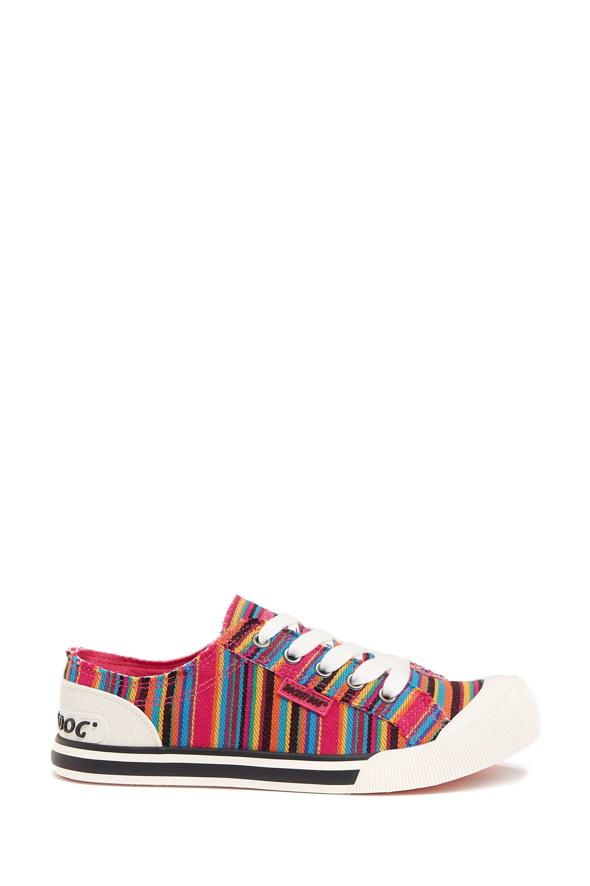 Rocket Dog Pink Jazzin Aloe Stripe Cotton Trainers - Image 2 of 5