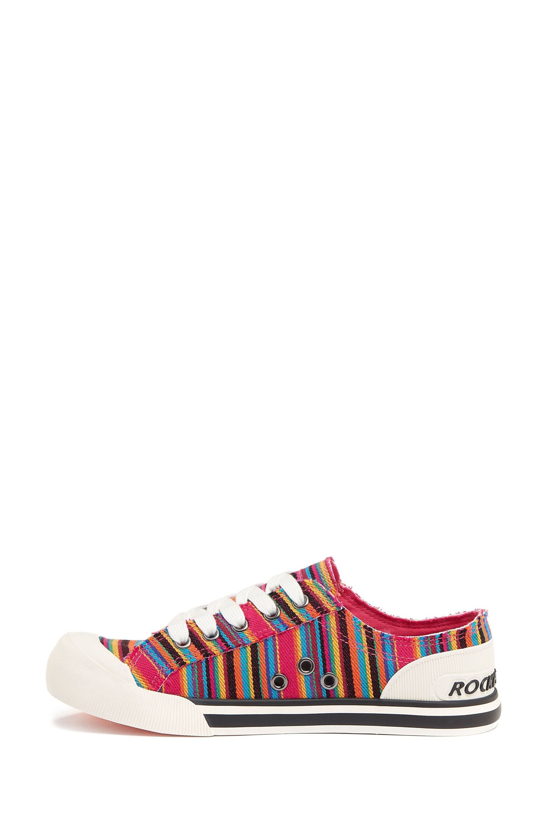 Rocket Dog Pink Jazzin Aloe Stripe Cotton Trainers - Image 3 of 5