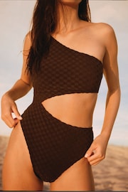 Speedo Terry Asymmetrical Cut-Out One Piece Swimsuit with UPF50+ Sun Protection - Image 1 of 5