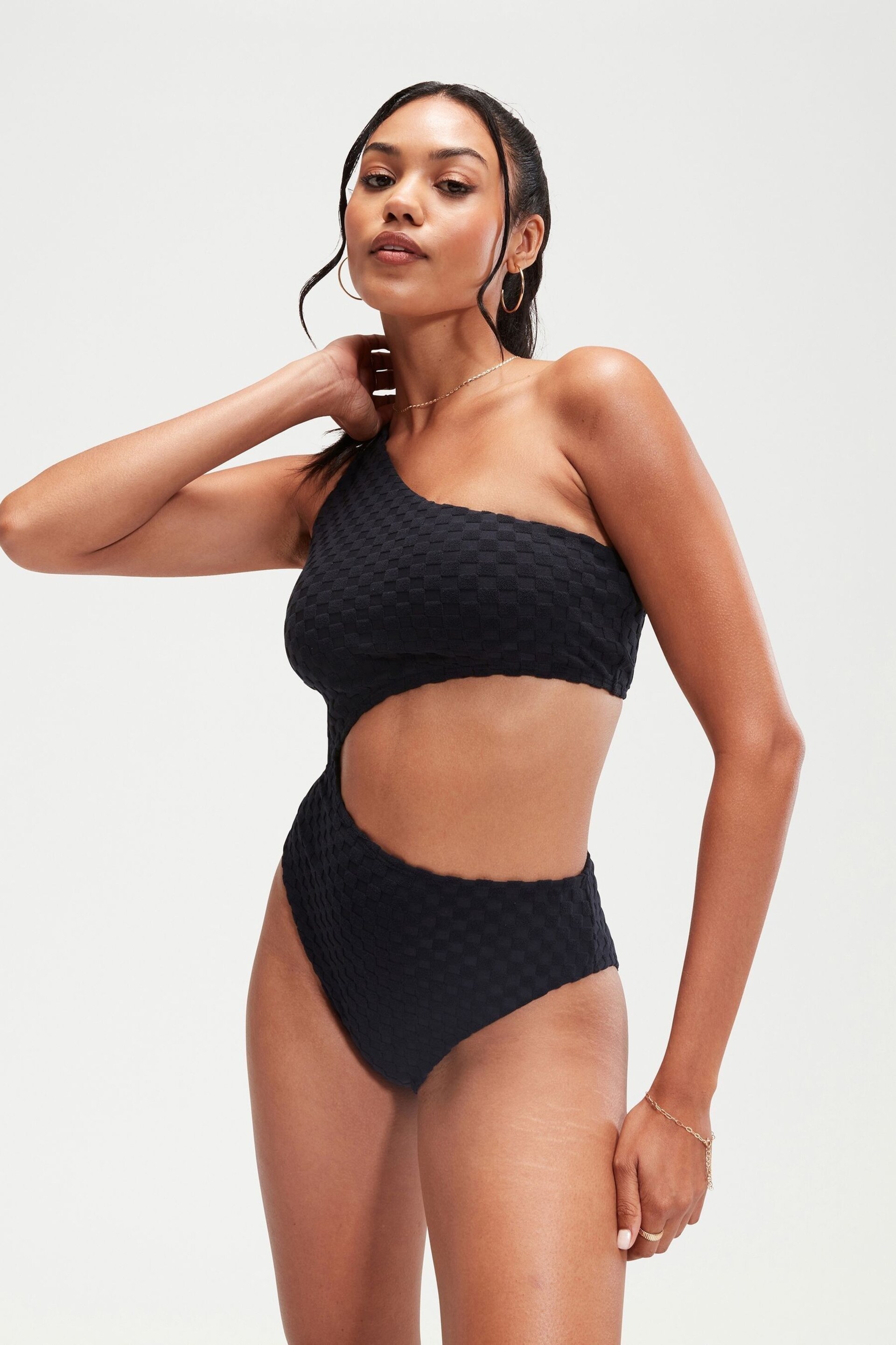 Speedo Terry Asymmetrical Cut-Out One Piece Swimsuit with UPF50+ Sun Protection - Image 4 of 5