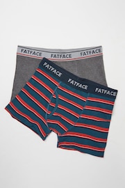 FatFace Green Kingston Stripe Boxers 2 Pack - Image 1 of 1