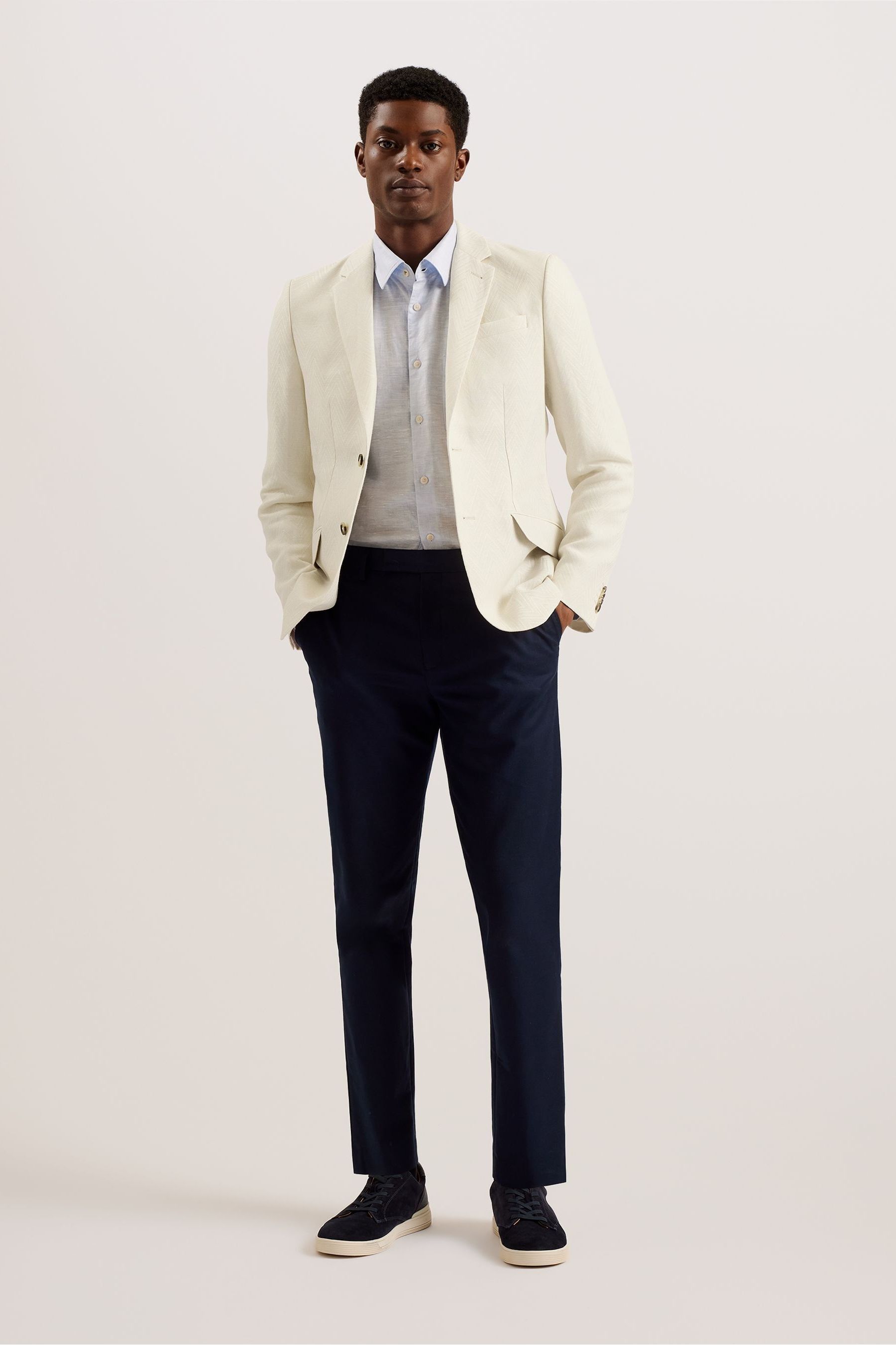 Buy Ted Baker Off White Large Balhumj Herringbone Blazer from Next Luxembourg