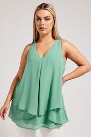 Yours Curve Green London Layered Sleeveless Blouse - Image 1 of 5