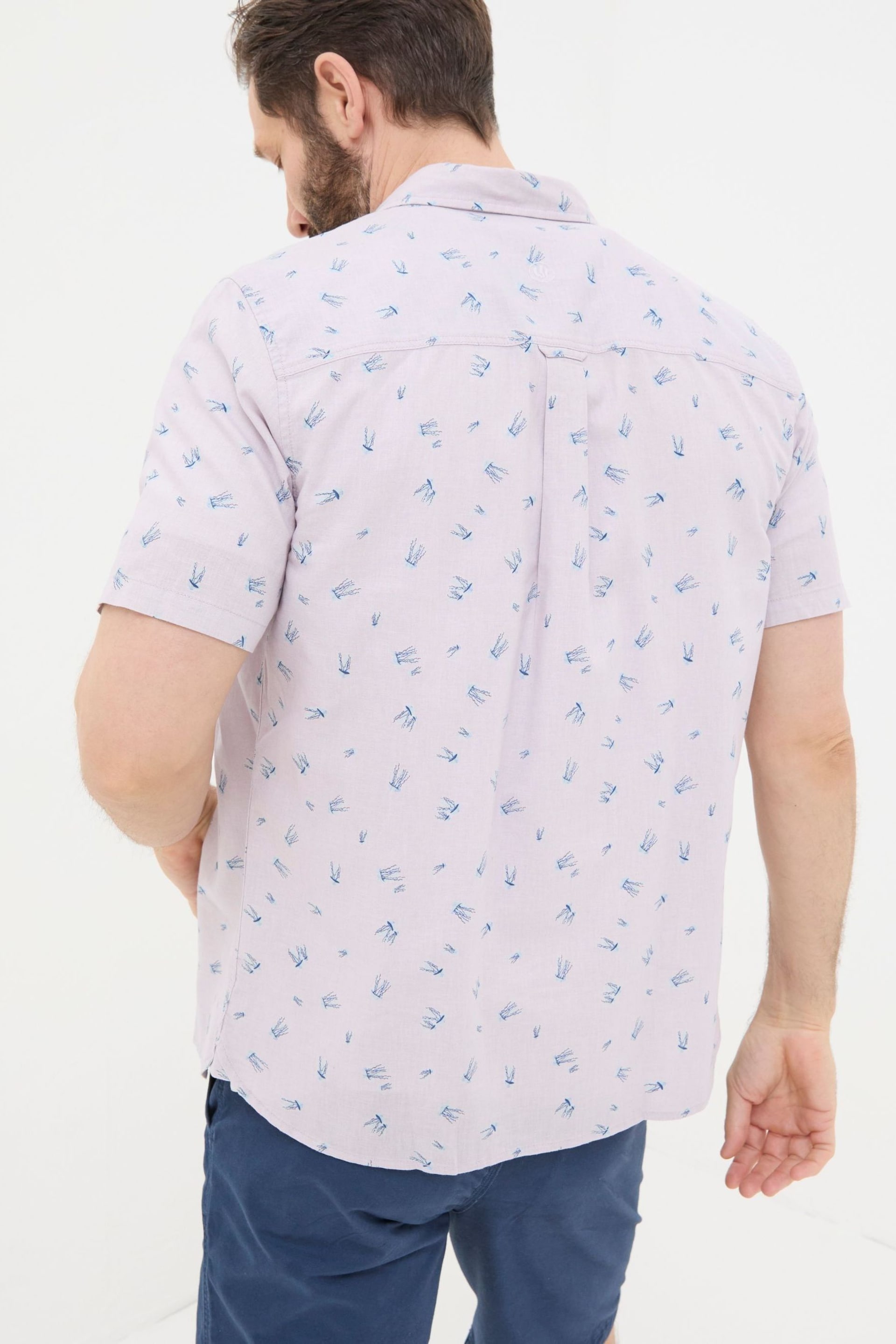 FatFace Purple Short Sleeve Jellyfish Print Shirt - Image 3 of 5