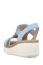 Rieker Womens Blue Elastic Stretch Sandals - Image 5 of 10