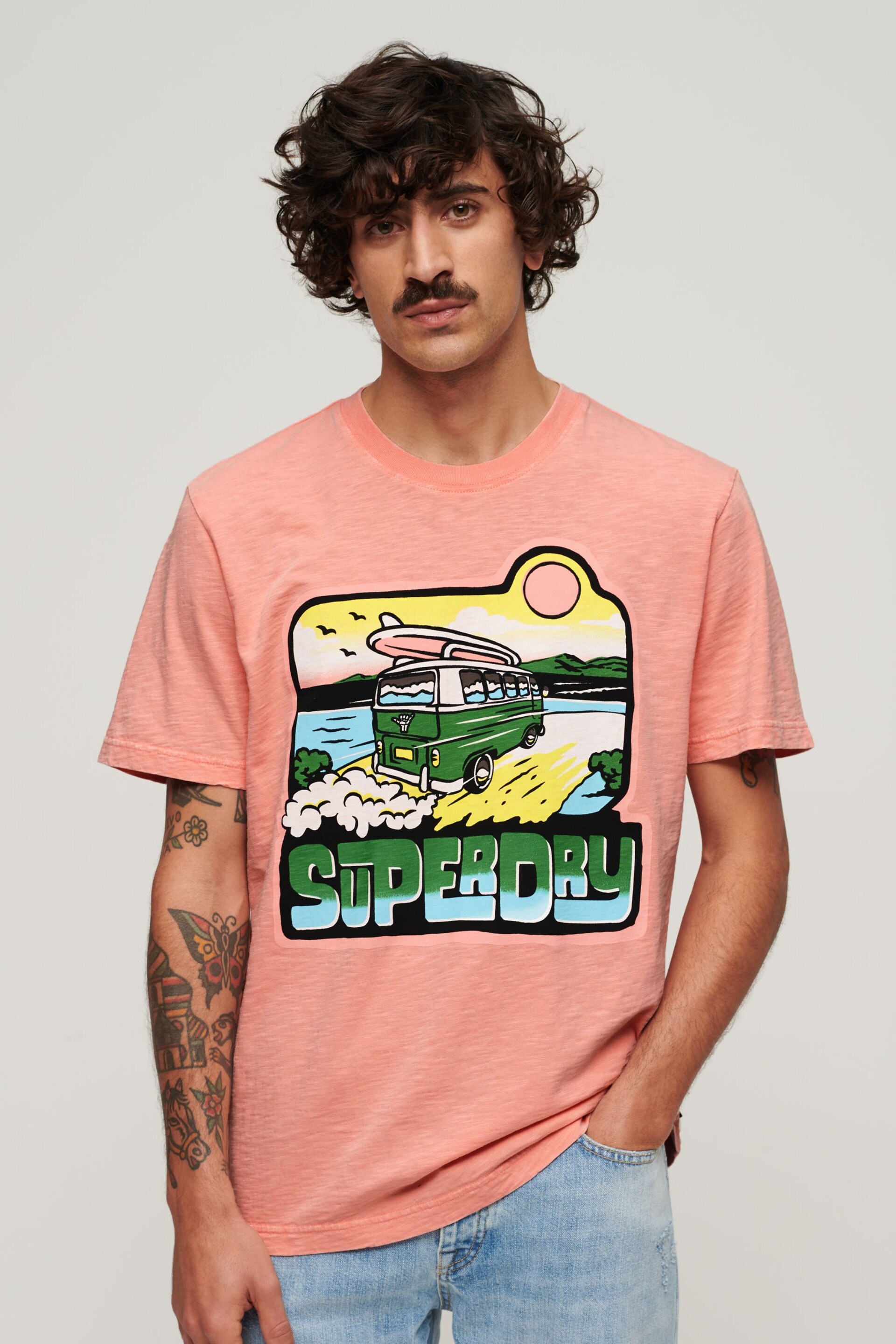 Superdry Pink Travel Graphic Loose T-Shirt - Image 1 of 5