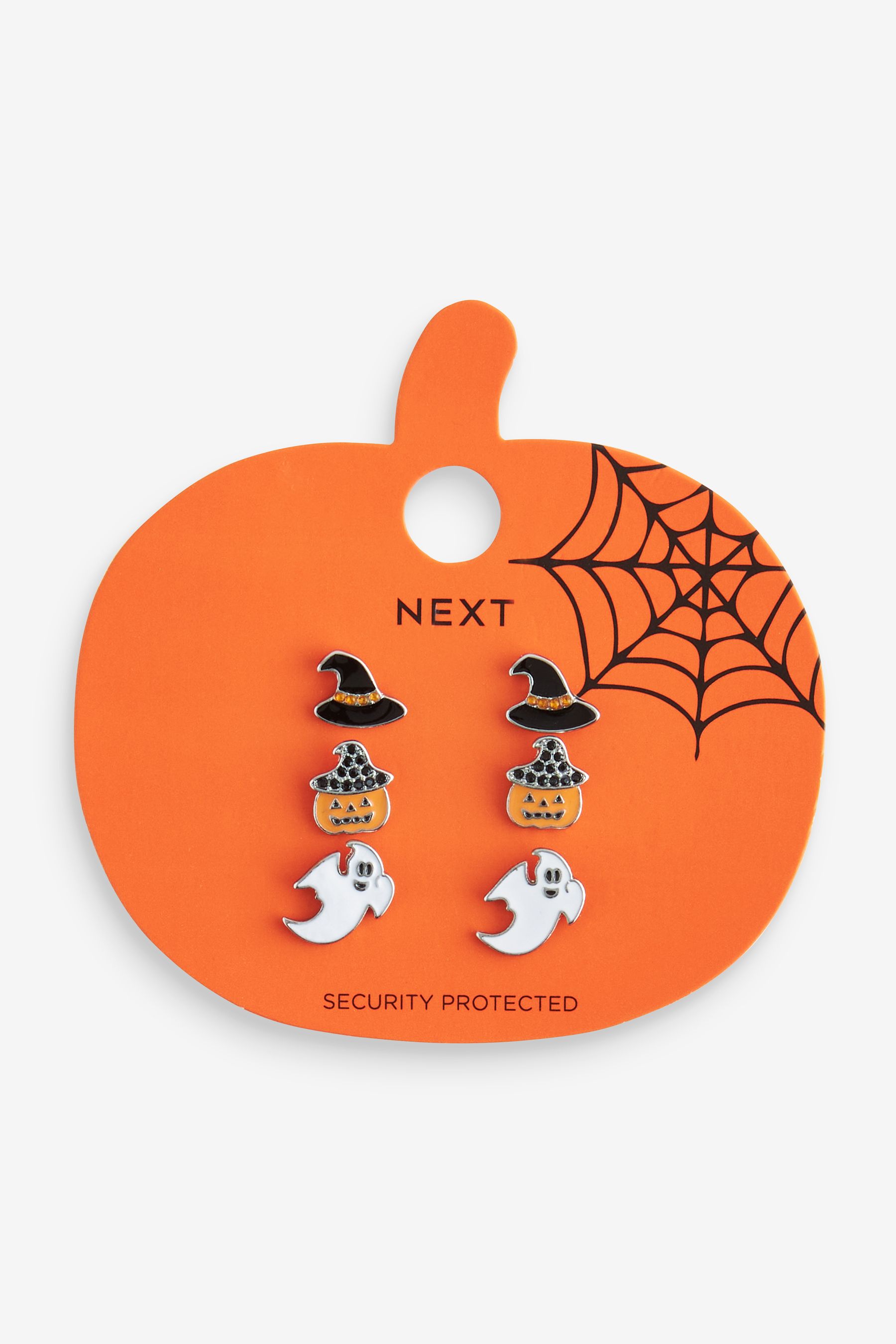 NEXT Orange Black Halloween Pumpkin And Ghost Earrings Pack ONE Womens