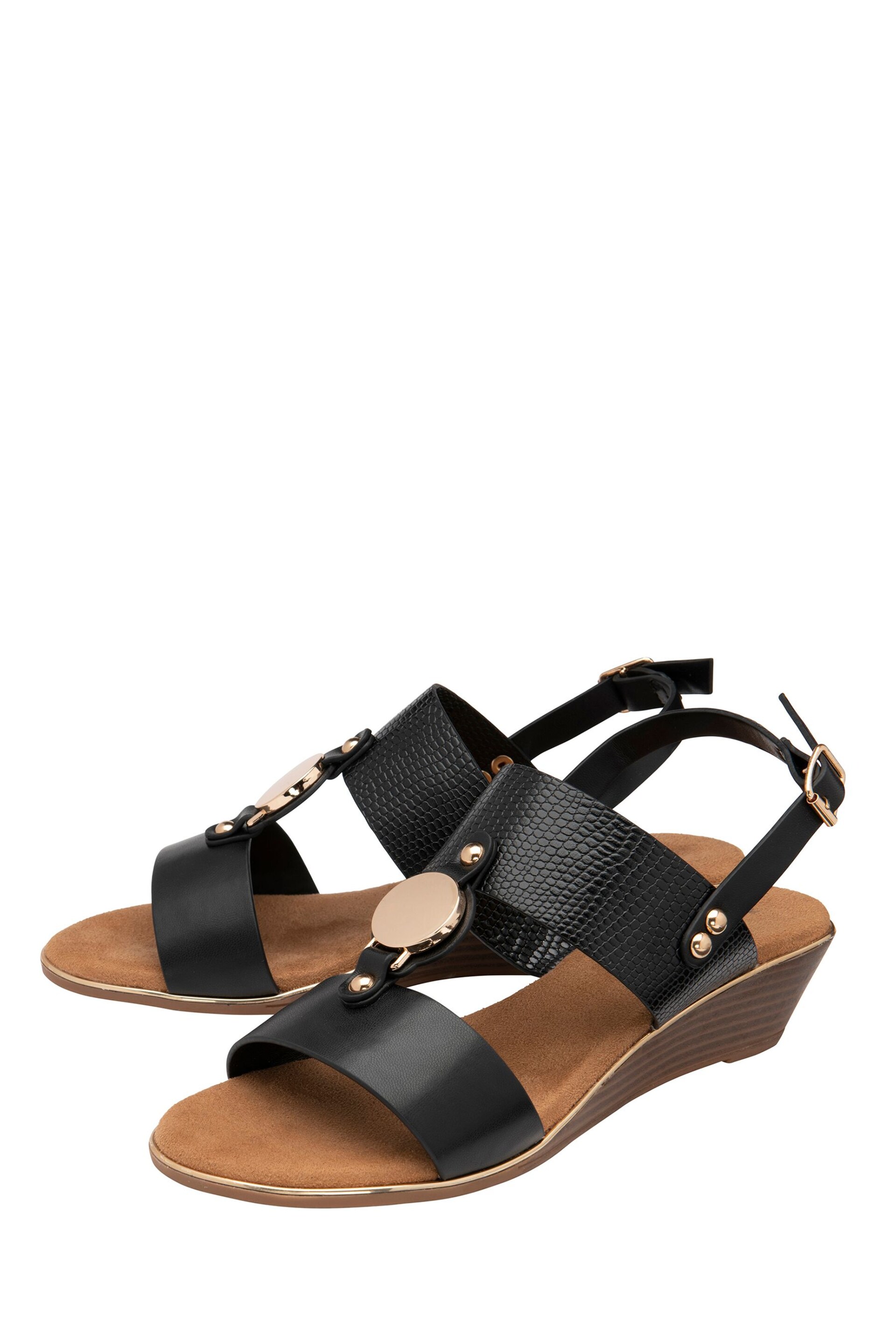 Dunlop Black Wedge Open-Toe Sandals - Image 2 of 4