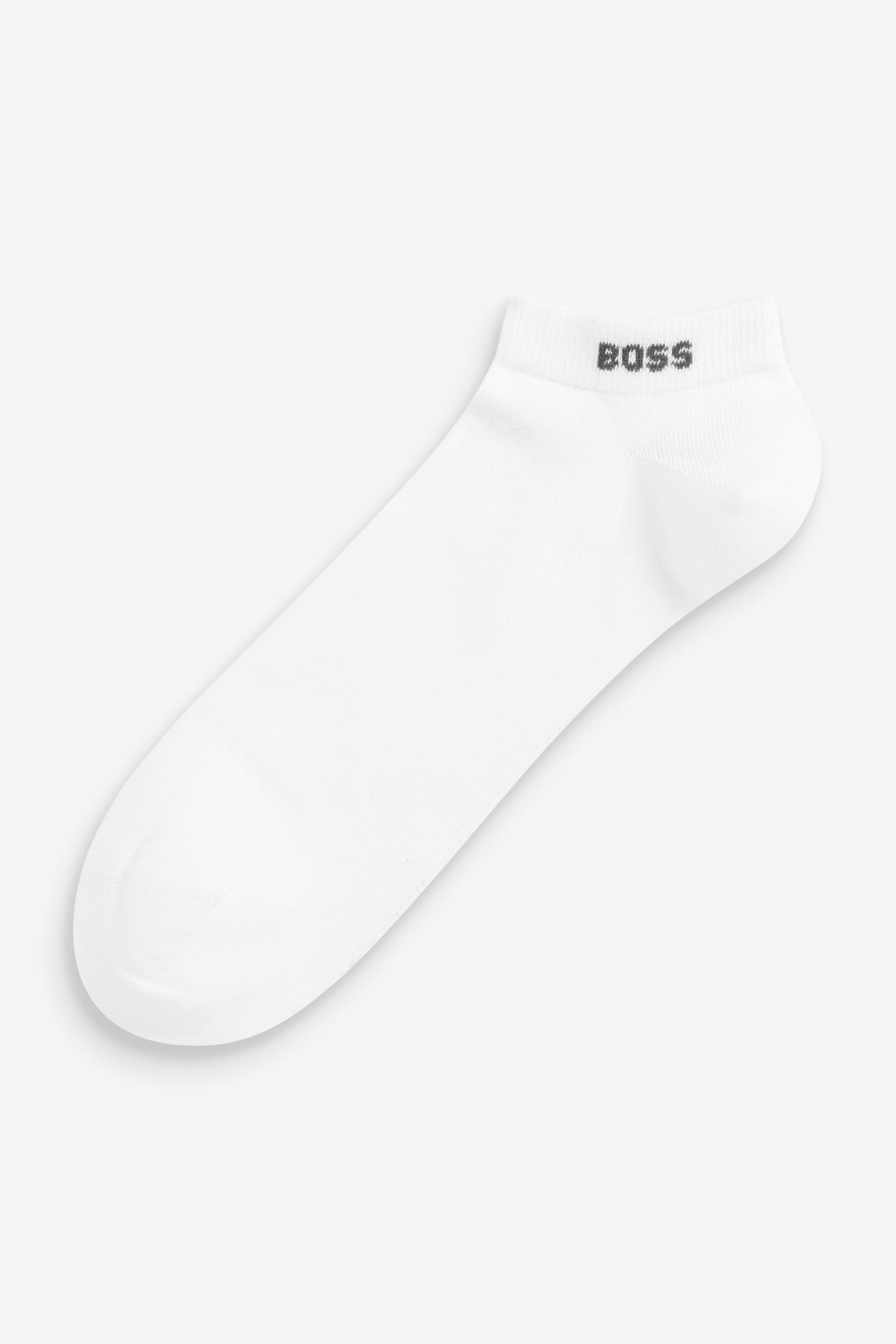 BOSS White Cotton Blend Logo Ankle Socks 5 Pack - Image 2 of 6