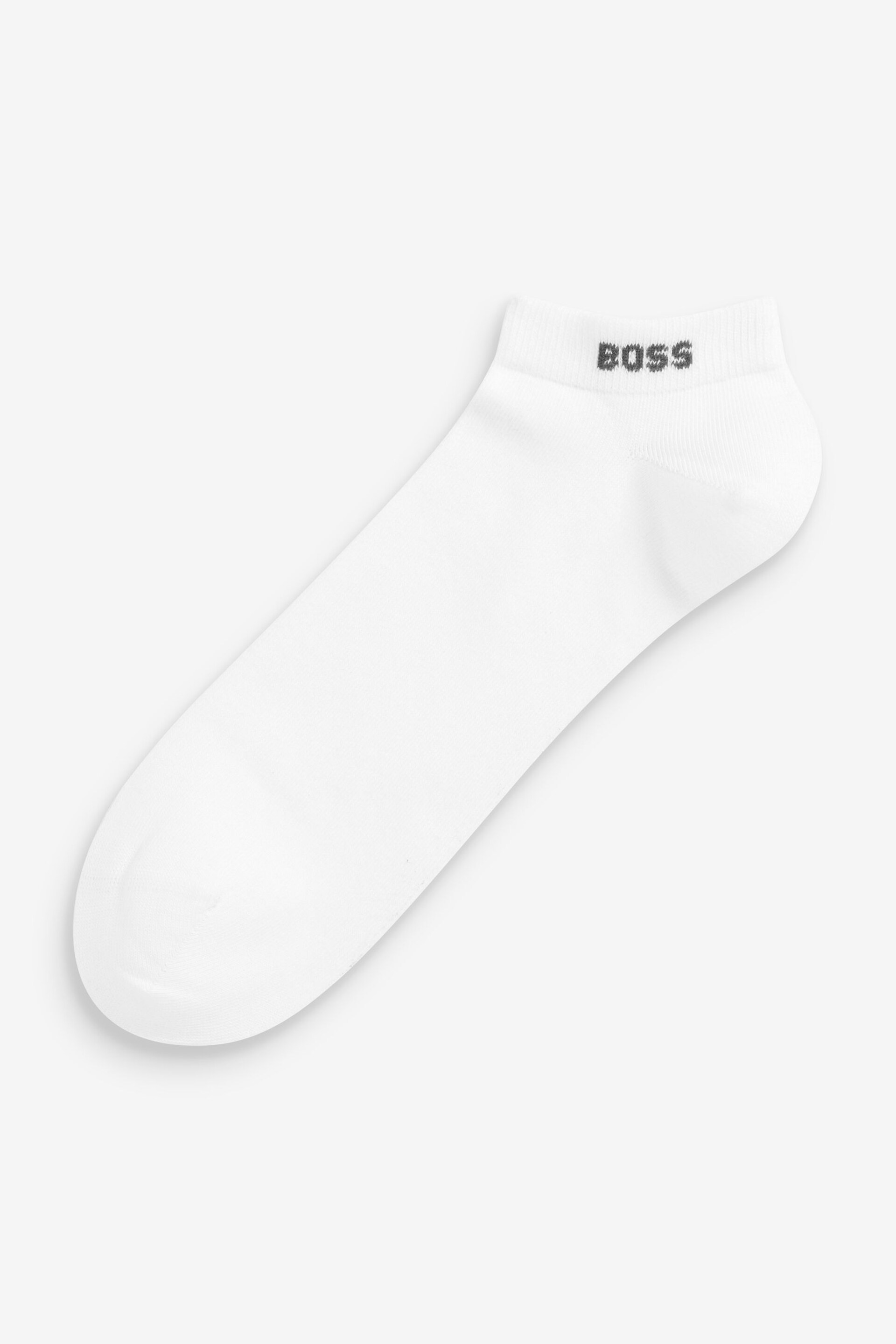 BOSS White Cotton Blend Logo Ankle Socks 5 Pack - Image 3 of 6