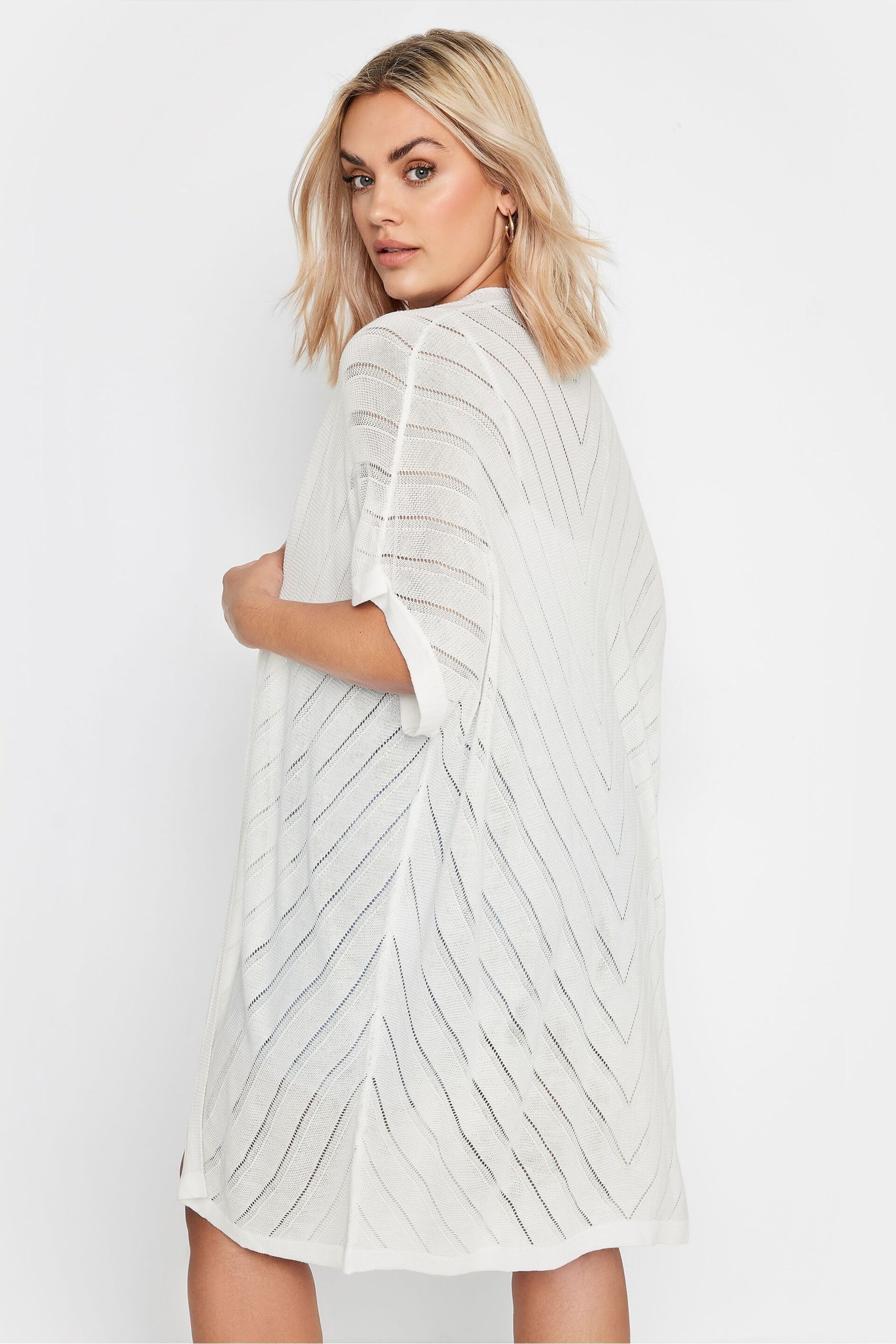 White Cocoon Chevron Stripe Cardigan - Image 3 of 5