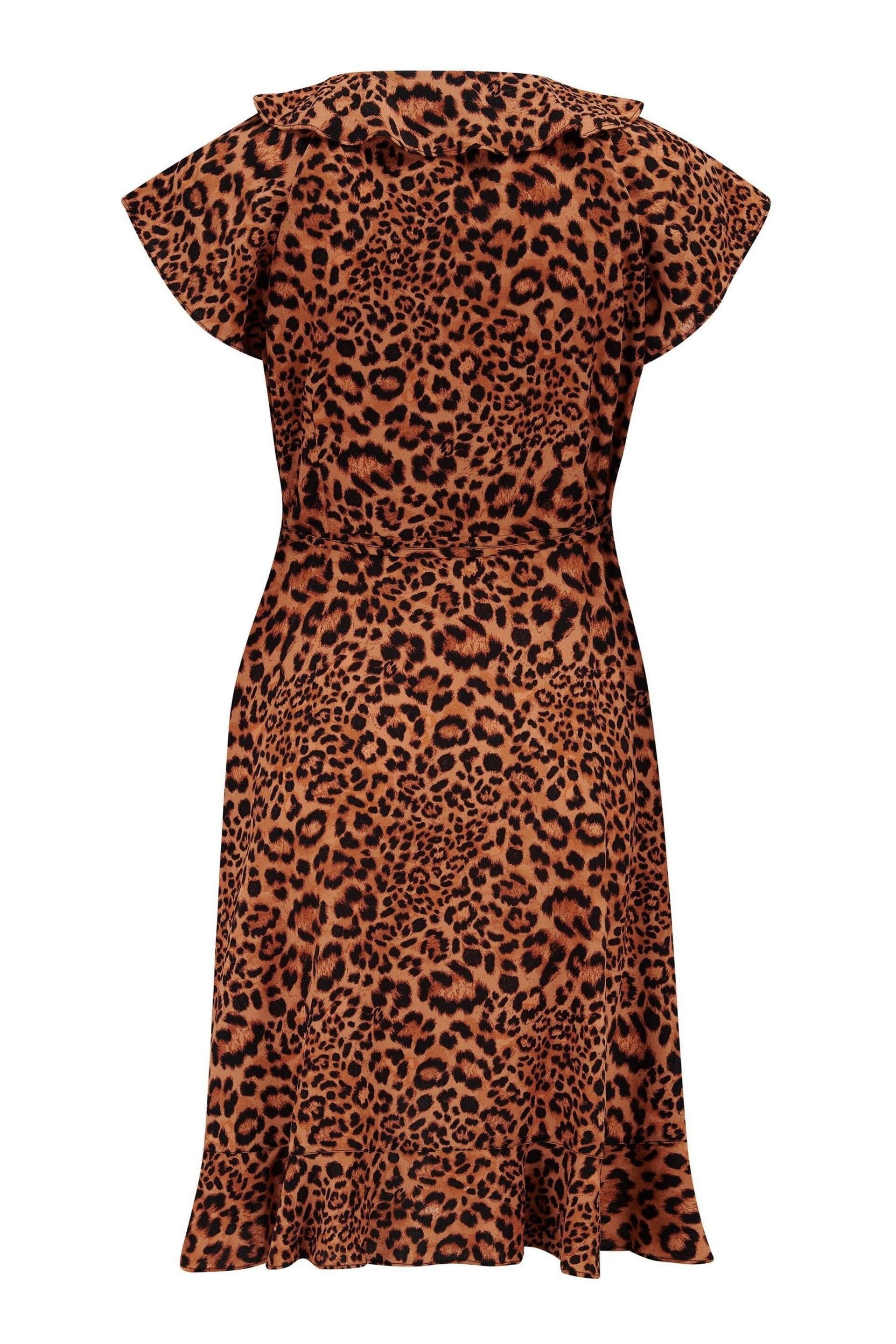 Pour Moi Animal Print LENZING™ ECOVERO™ Viscose Frill Wrap Beach Dress - Image 4 of 4