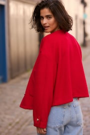 Red Textured Boucle Jacket With Wool - Image 3 of 6