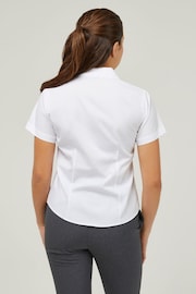 Trutex White Revere Collar Slim Fit Short Sleeve 2 Pack School Shirts - Image 3 of 7