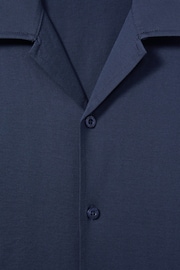 Reiss Airforce Blue Caspa Mercerised Jersey Cuban Collar Shirt - Image 6 of 6