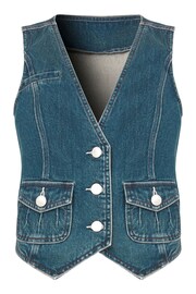 Joe Browns Blue Distressed Denim Waistcoat - Image 5 of 5