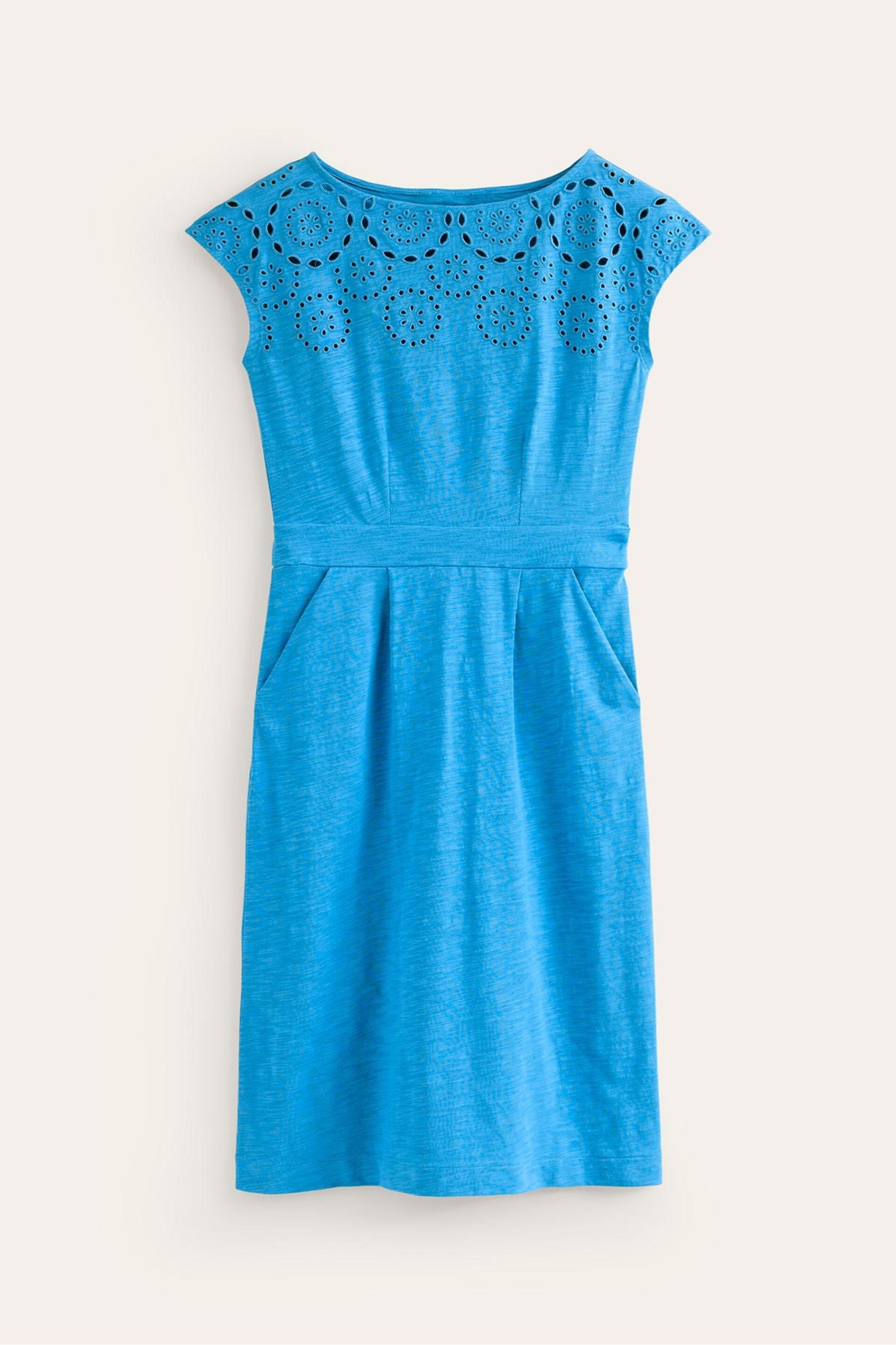 Boden Blue Petite Florrie Broderie Jersey Dress - Image 4 of 5