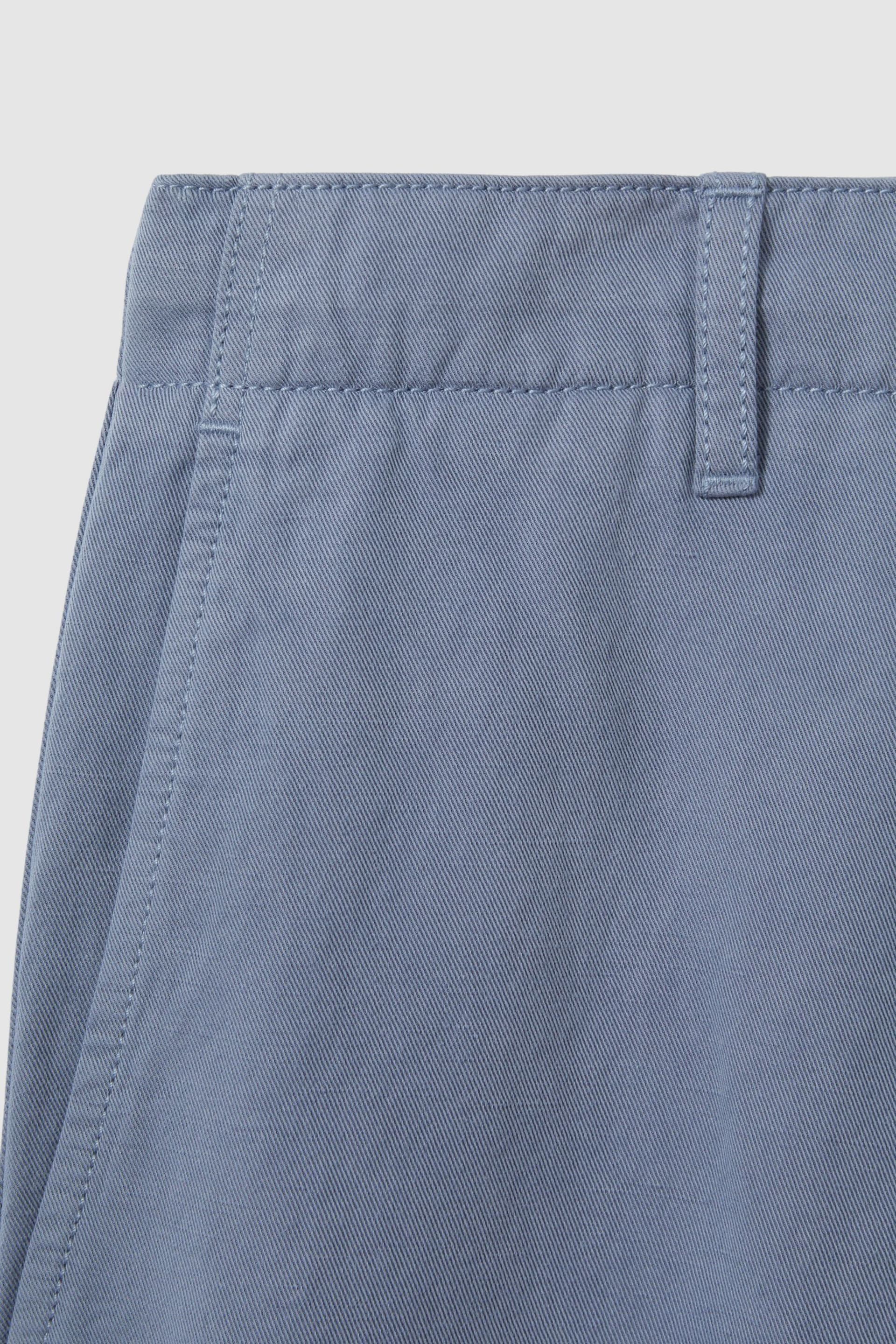 Reiss Airforce Blue Ezra Cotton Blend Internal Drawstring Shorts - Image 6 of 6