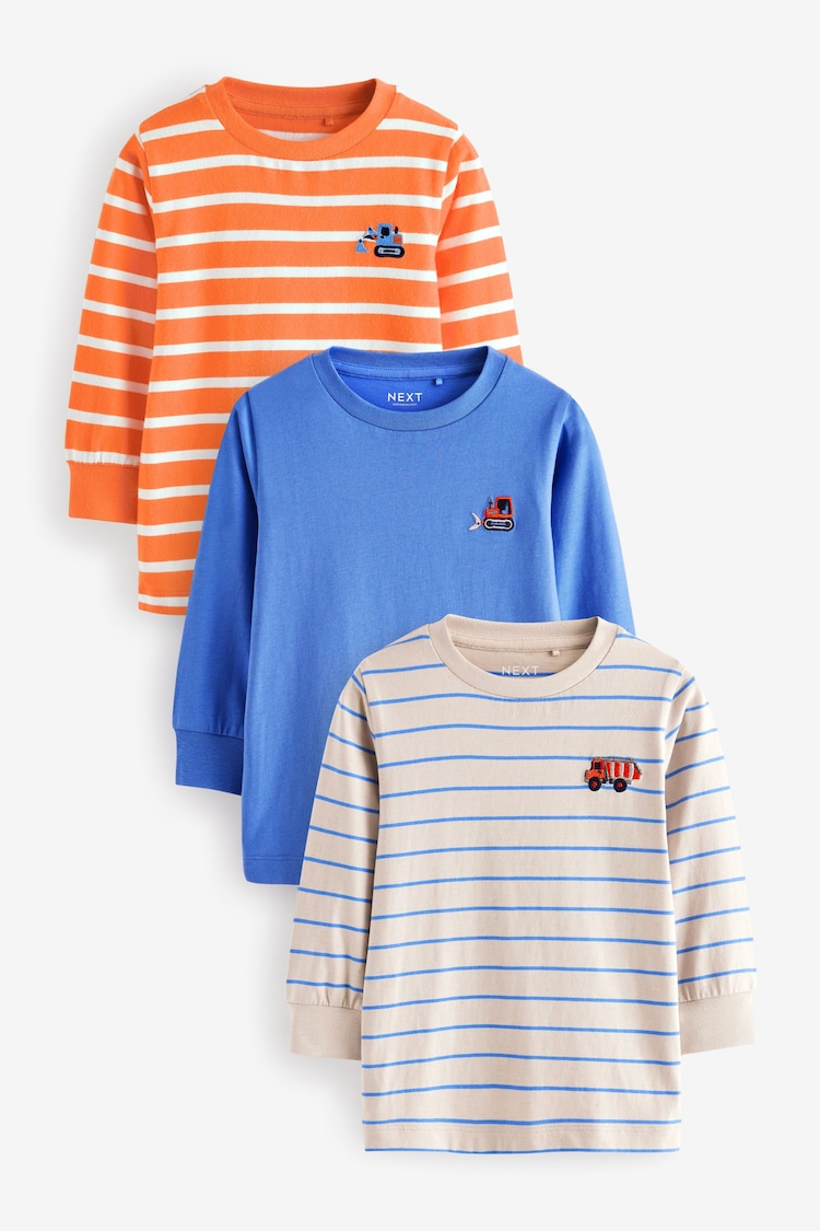 Multi 100% Cotton Long Sleeve T-Shirts 3 Pack (3mths-7yrs) - Image 1 of 7