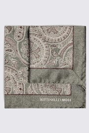 MOSS Olive Green Bottinelli Silk Paisley Pocket Square - Image 1 of 2