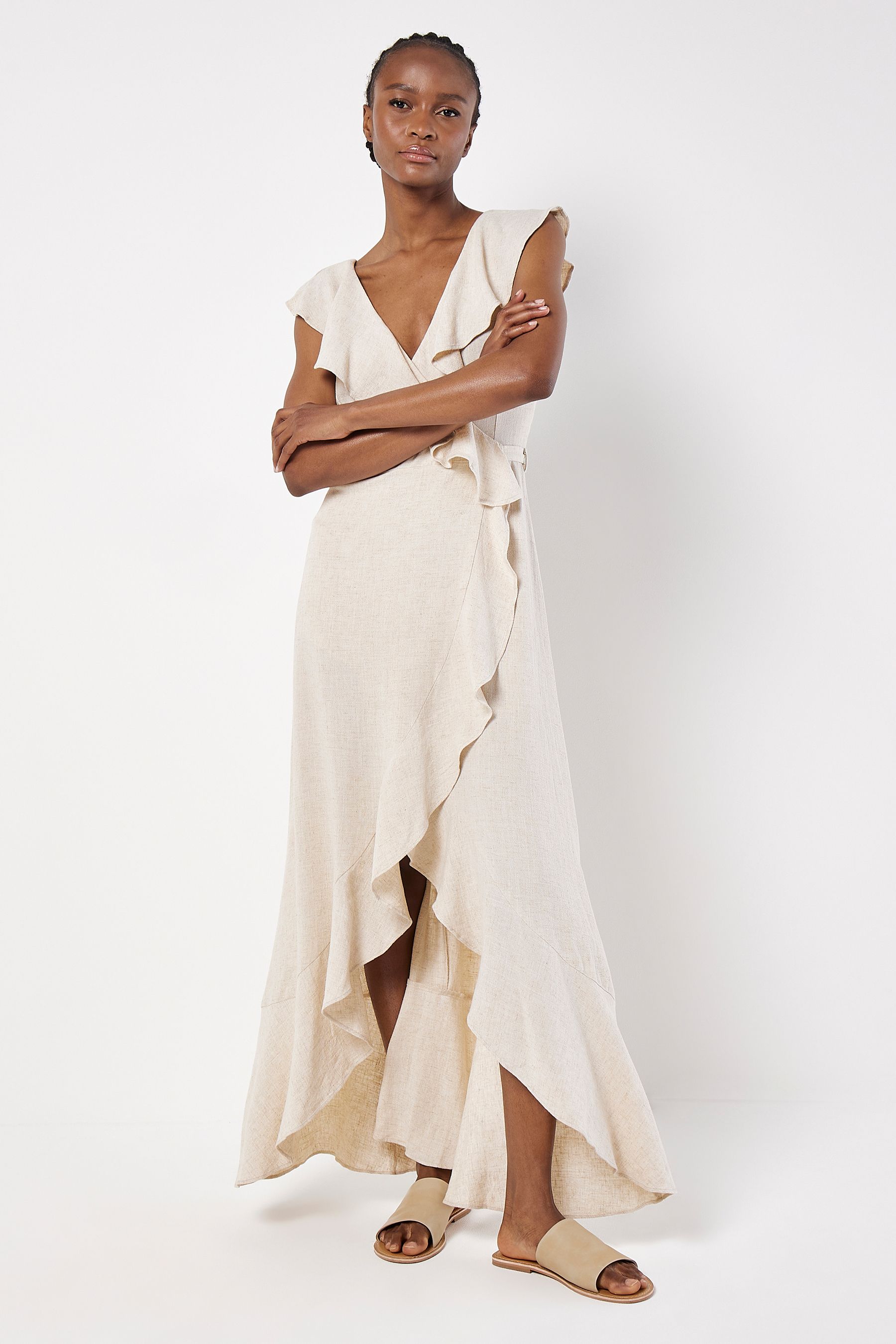 Wrap hi low dress discount