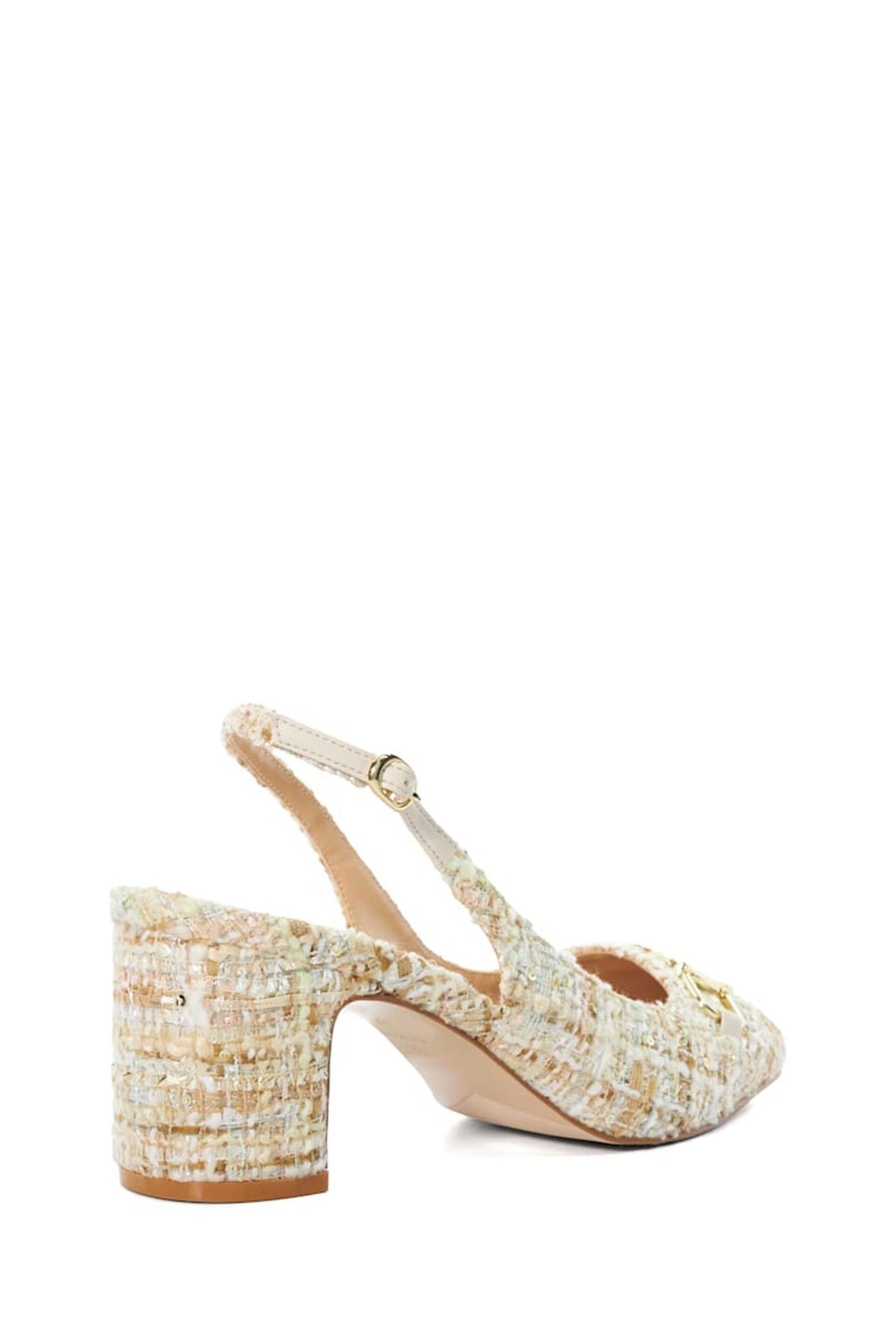 Dune London Cream Choices Bouclé Slingback Shoes - Image 4 of 6