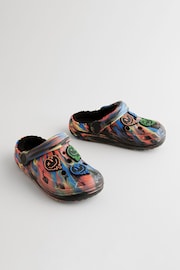 Black Marble Happy Face Slipper Clogs - Image 1 of 5