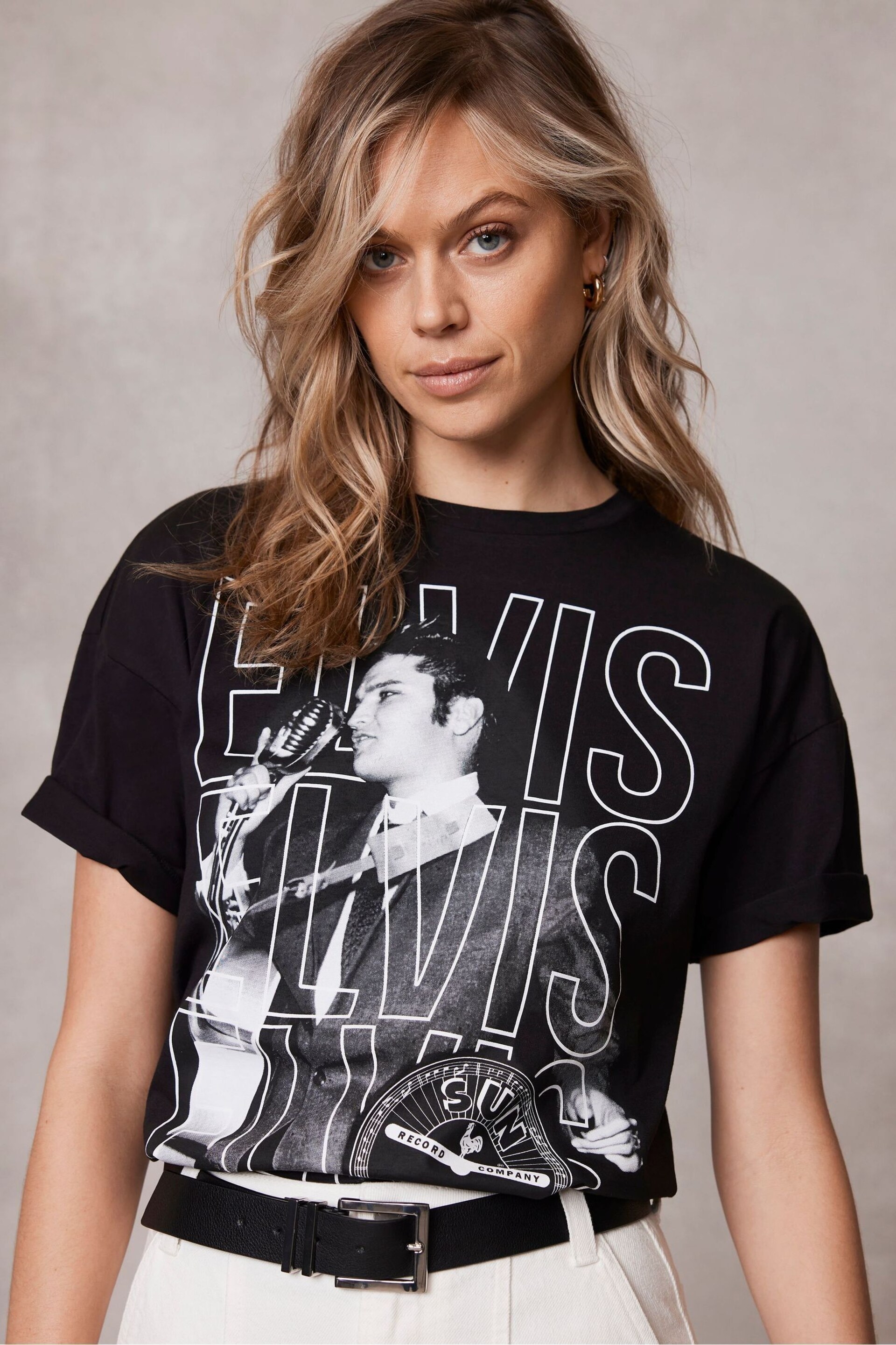 Mint Velvet Black Elvis Graphic T-Shirt - Image 1 of 6