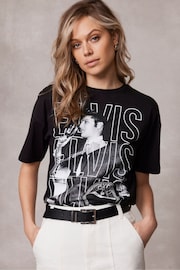 Mint Velvet Black Elvis Graphic T-Shirt - Image 2 of 6