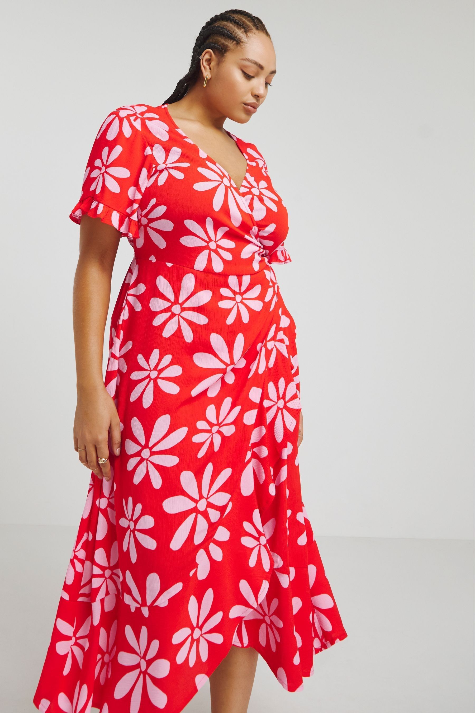Buy Simply Be Pink Crinkle Wrap Midi Dress from Next South Africa
