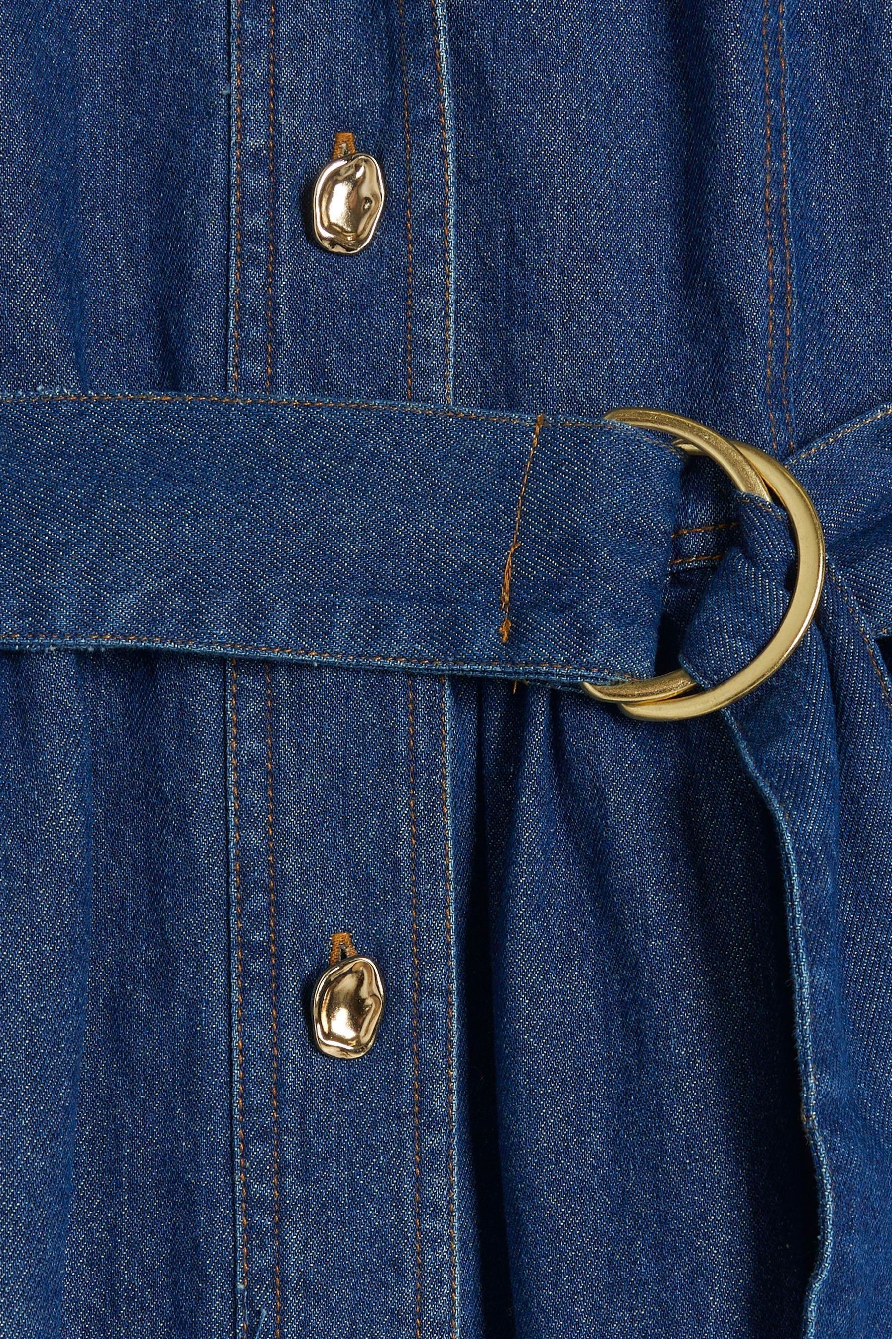 River island blue belted midi denim dress on sale