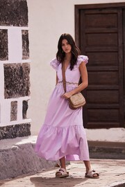 Mint Velvet Purple Cotton Maxi Dress - Image 2 of 4