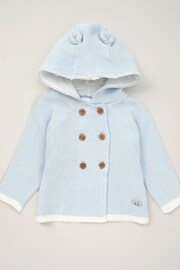 Rock-A-Bye Baby Boutique Blue Hooded Bear Cotton Knit Cardigan - Image 1 of 2