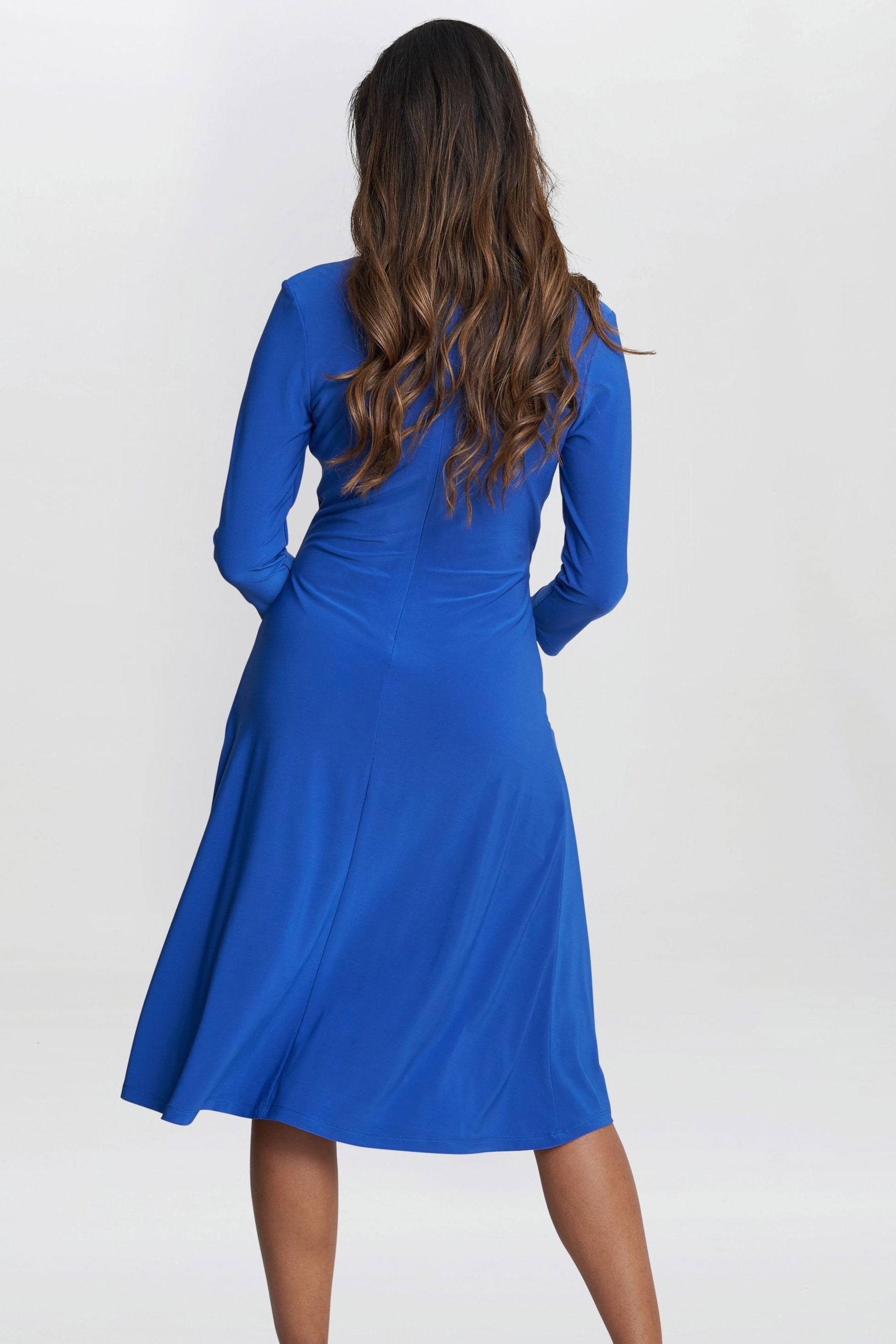 Gina Bacconi Blue Antonia Jersey Wrap Dress - Image 2 of 5