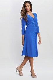 Gina Bacconi Blue Antonia Jersey Wrap Dress - Image 3 of 5