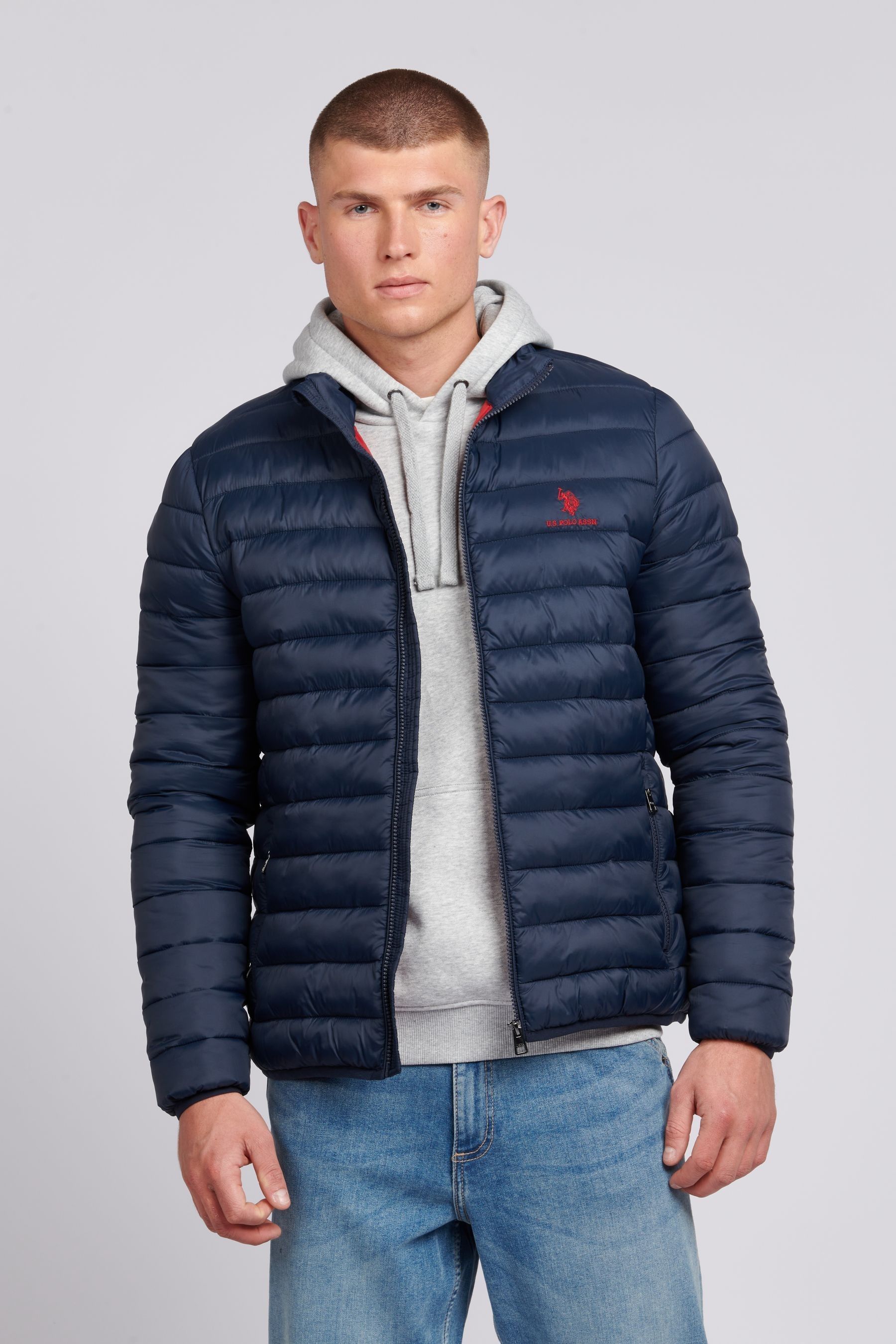 U.S. Polo Assn. Blue Light Lightweight Mens Bound Quilted Jacket