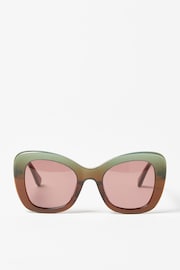 Oliver Bonas Green Ombre Shimmer Butterfly Acetate Sunglasses - Image 1 of 7