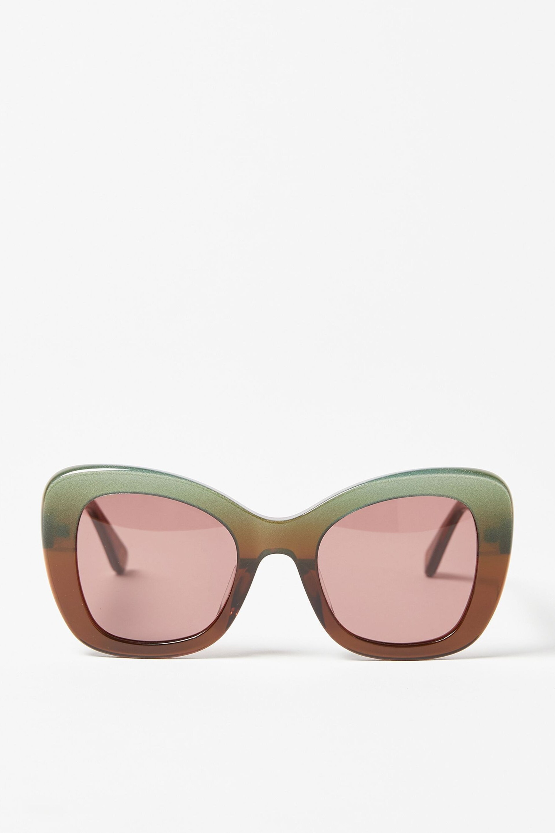 Oliver Bonas Green Ombre Shimmer Butterfly Acetate Sunglasses - Image 1 of 7