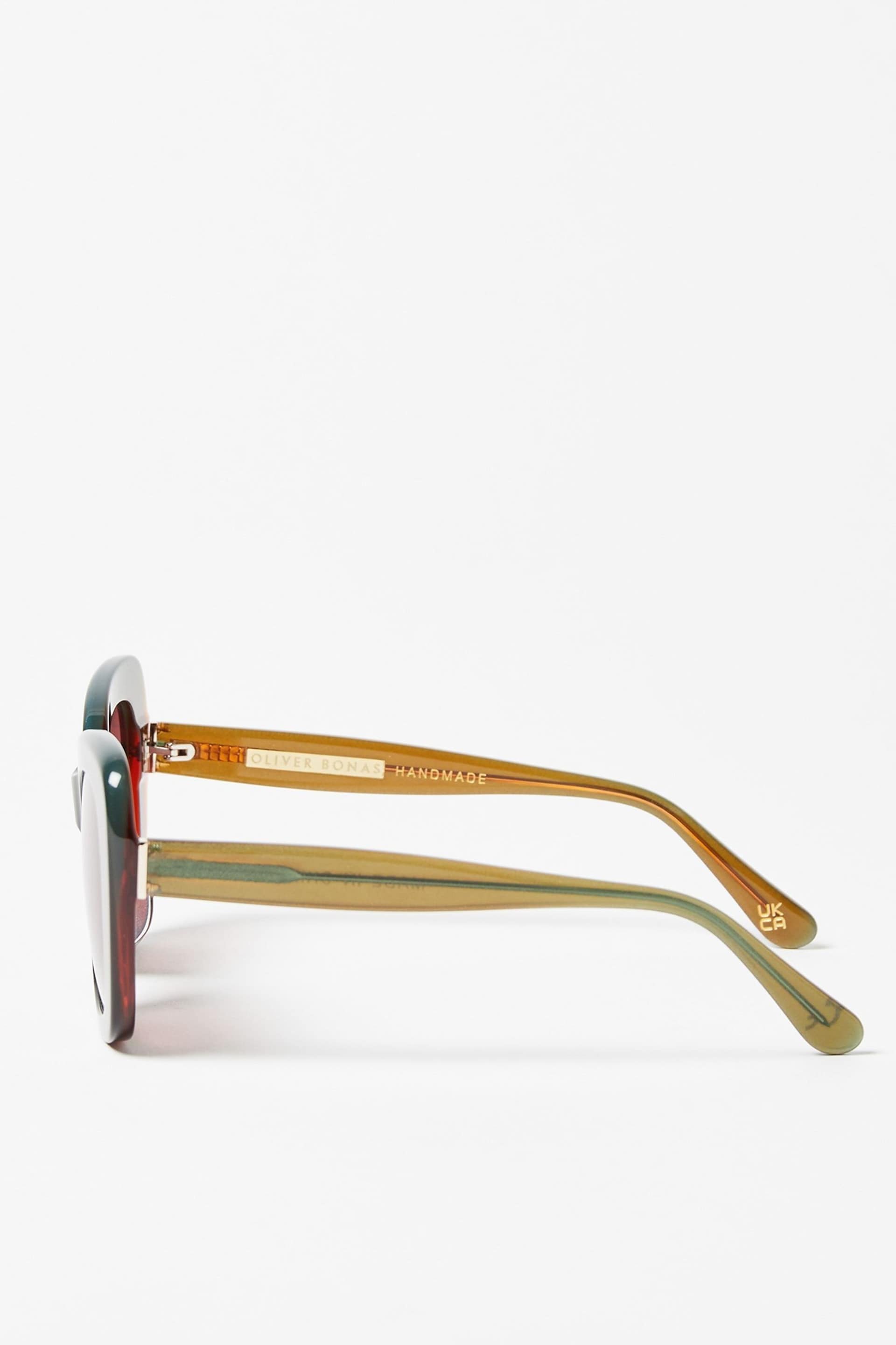 Oliver Bonas Green Ombre Shimmer Butterfly Acetate Sunglasses - Image 3 of 7
