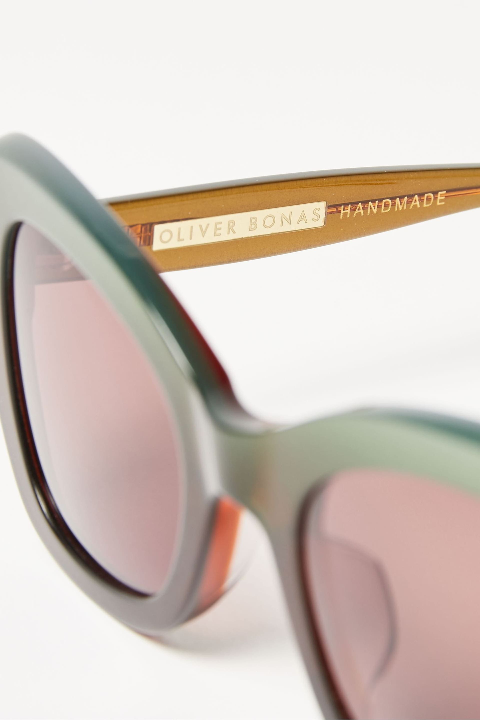 Oliver Bonas Green Ombre Shimmer Butterfly Acetate Sunglasses - Image 5 of 7