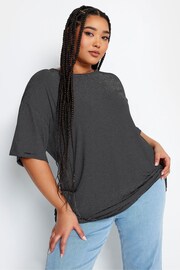 Yours Curve Black Oversized Boxy T-Shirt - Image 1 of 4