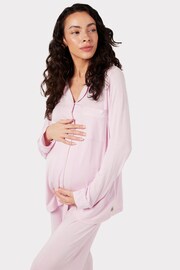 Chelsea Peers Pink Maternity Maternity Modal Button Up Long Pyjama Set - Image 1 of 5