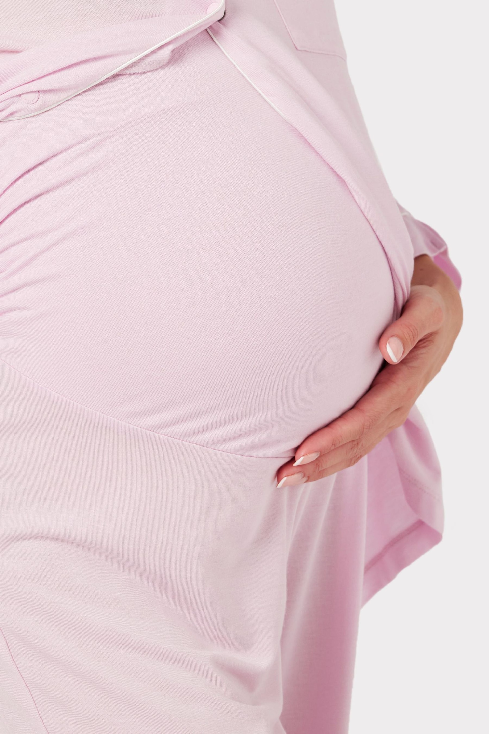 Chelsea Peers Pink Maternity Maternity Modal Button Up Long Pyjama Set - Image 2 of 5