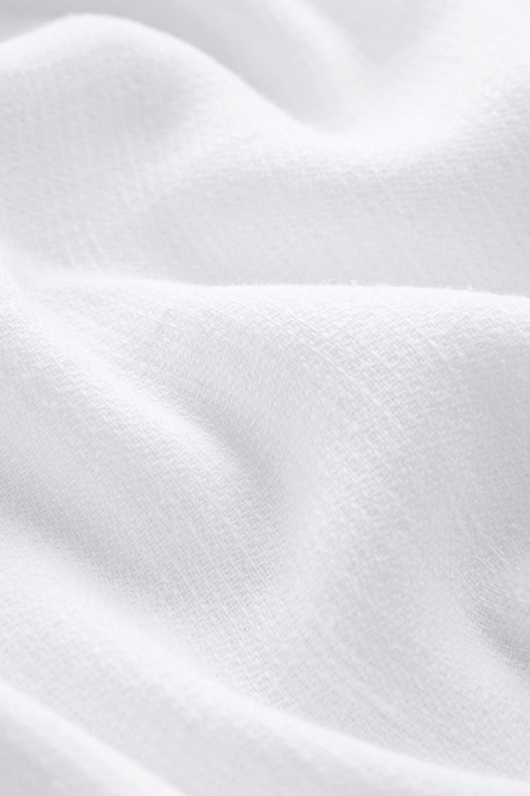 White Linen Blend Long Sleeve Kaftan Shirt - Image 8 of 8