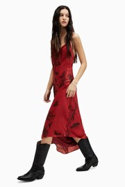 AllSaints Red Alexia Sanibel Dress - Image 4 of 6