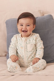 MORI Cream Organic Cotton and Bamboo Peter Rabbit Clever Zip-Up Sleepsuit - Image 1 of 6