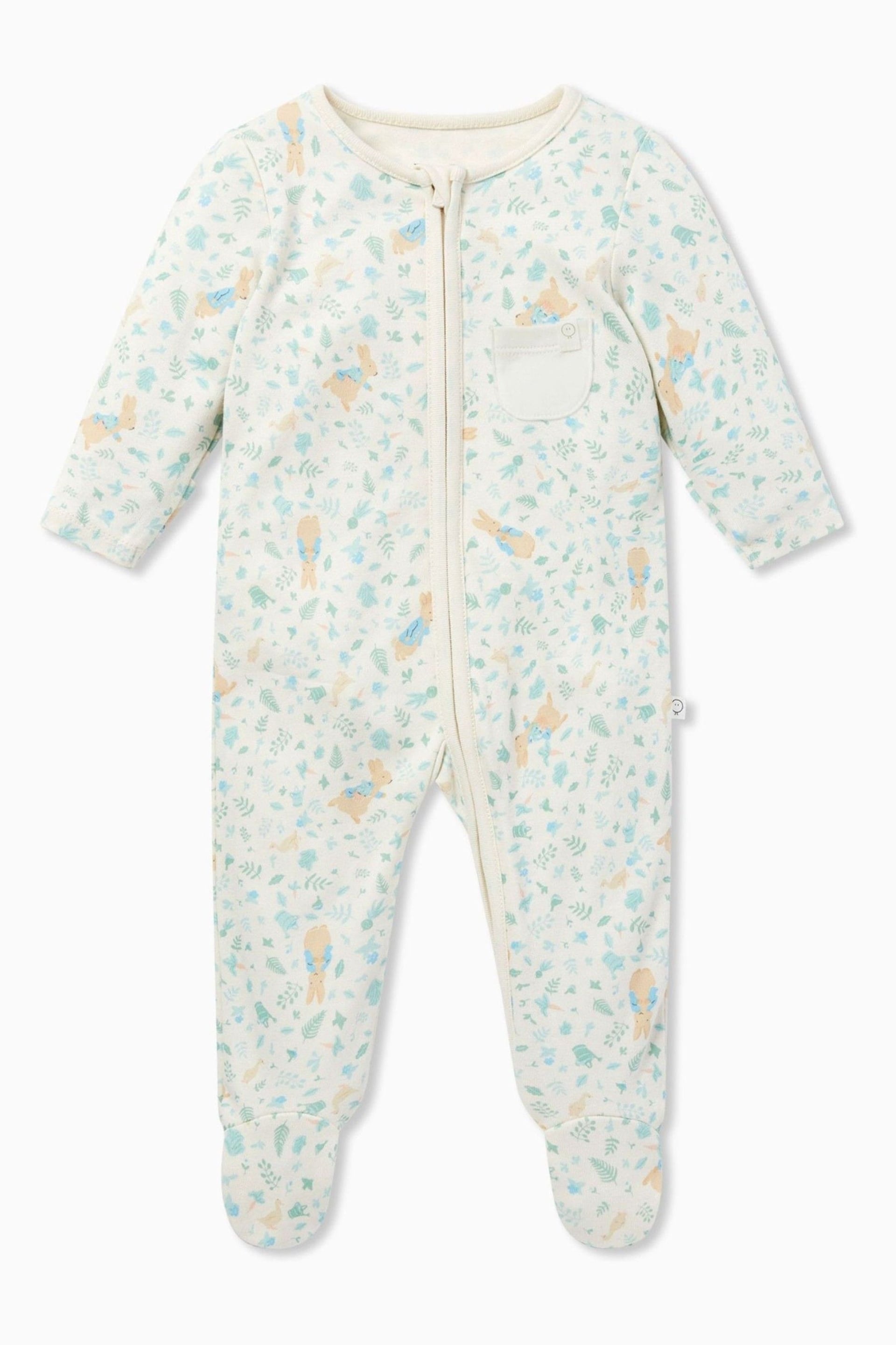 MORI Cream Organic Cotton and Bamboo Peter Rabbit Clever Zip-Up Sleepsuit - Image 4 of 6
